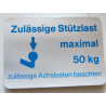 Stützlastschild für PKW 50 kg