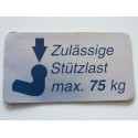 Stützlastschild für PKW 75 kg